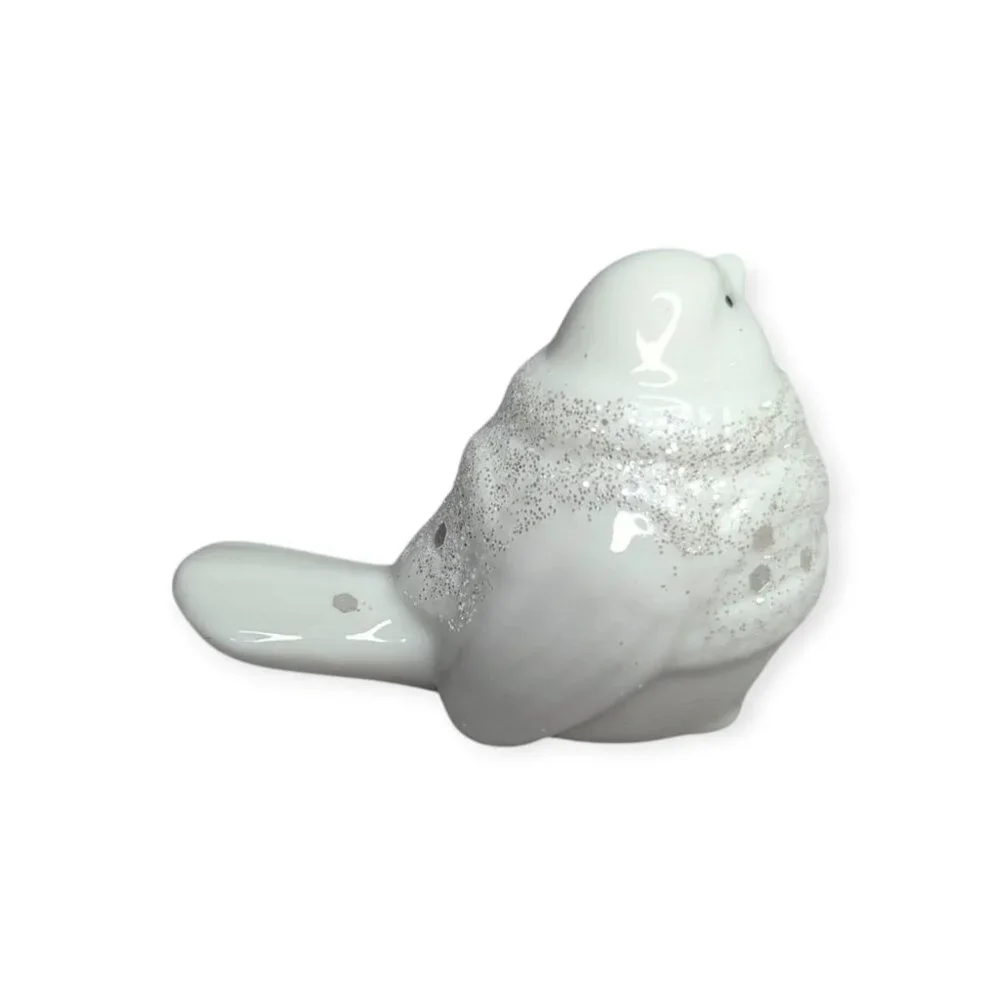Pier 1 Imports Gemma White Sparkly Ceramic Bird Figure w/Original Box NWT